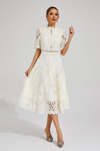 Mélanie | Robe midi élégante en dentelle pour femmes - Image 12