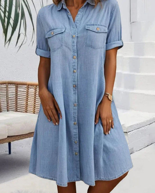 Nour | Robe élégante à manches courtes et à boutons pour tous les jours - Image 1
