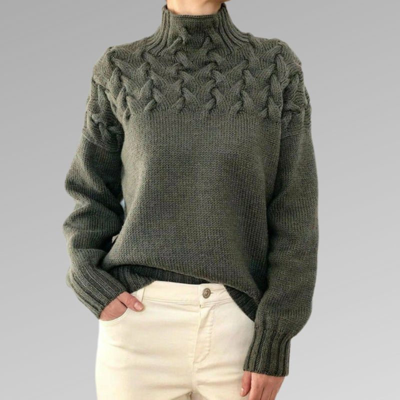 Jacinthe | Pull Femme Col Roulé Tricot Câble - Image 8