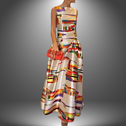 Mélyne | Robe longue élégante à imprimé géométrique pour toutes les occasions - Image 1