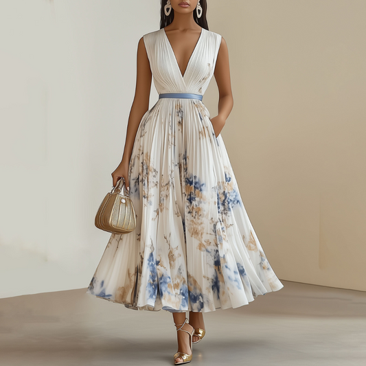 Isaline | Élégante robe de cérémonie florale avec plis - Image 1