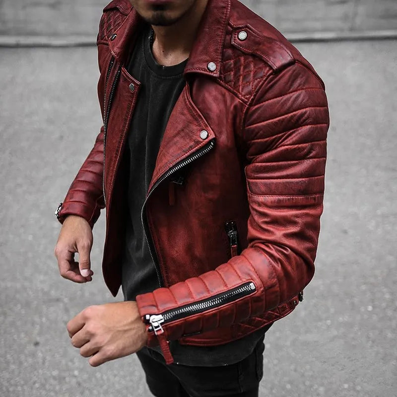 Julio | Veste de motard en cuir slim fit pour homme - Image 1