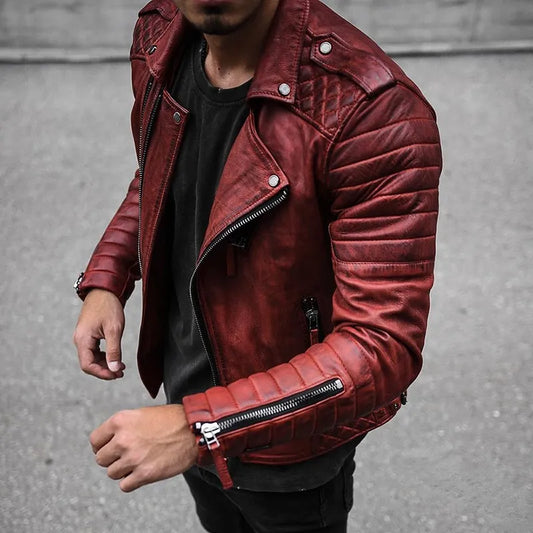 Julio | Veste de motard en cuir slim fit pour homme - Image 1