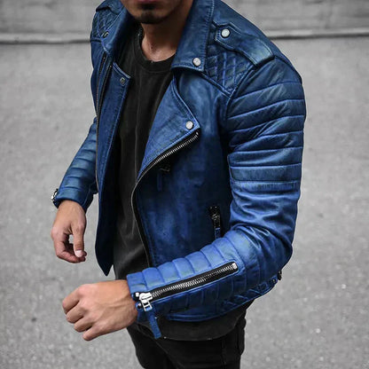 Julio | Veste de motard en cuir slim fit pour homme - Image 3