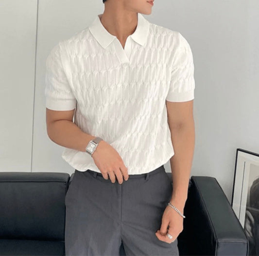 Eusèbe | Polo texturé sophistiqué pour hommes - Style élégant et vieux jeu - Image 2