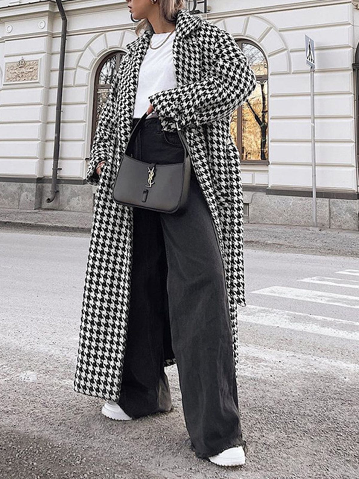 Katia | Manteau Long Pied-de-poule Oversize Femme - Image 3