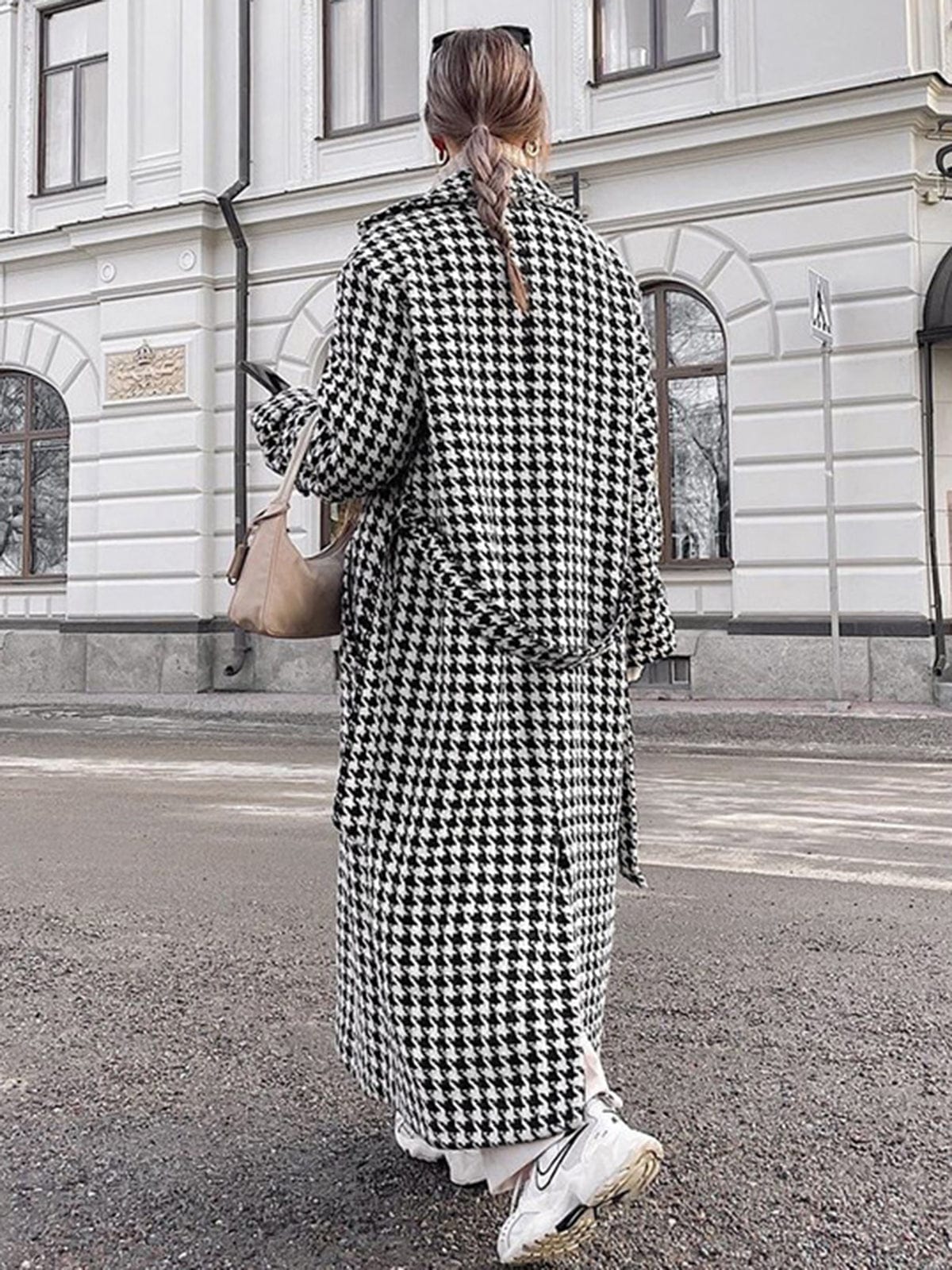 Katia | Manteau Long Pied-de-poule Oversize Femme - Image 5