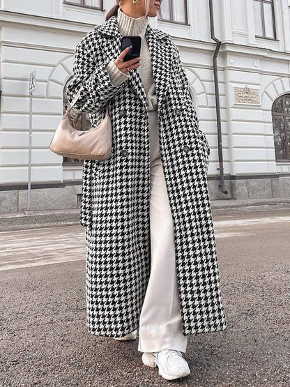 Katia | Manteau Long Pied-de-poule Oversize Femme - Image 1
