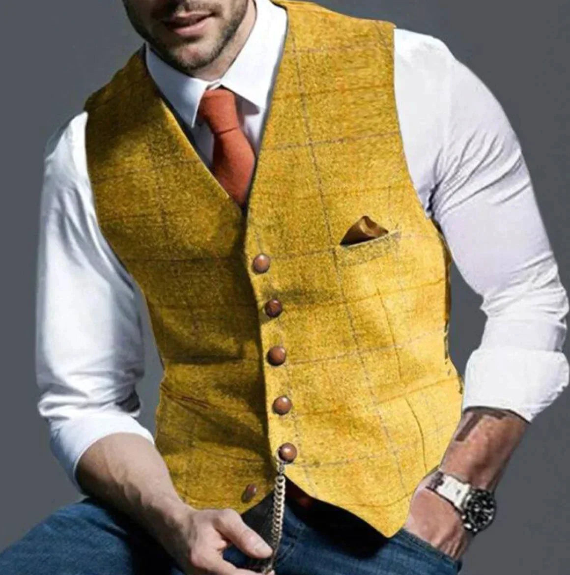 Nino | Gilet cintré à carreaux pour homme - Image 4
