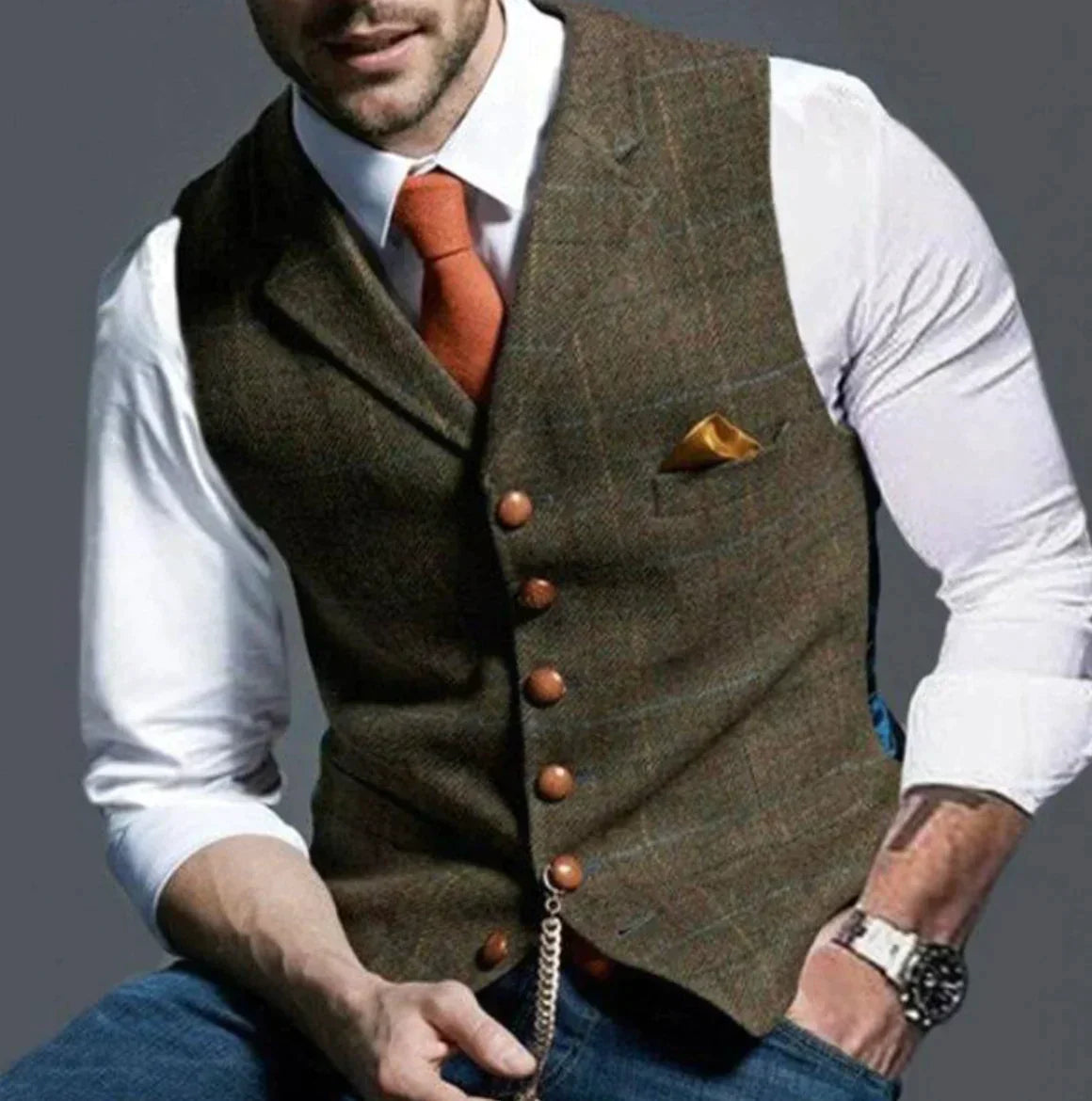 Nino | Gilet cintré à carreaux pour homme - Image 2