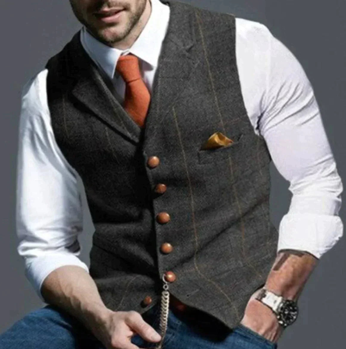 Nino | Gilet cintré à carreaux pour homme - Image 1