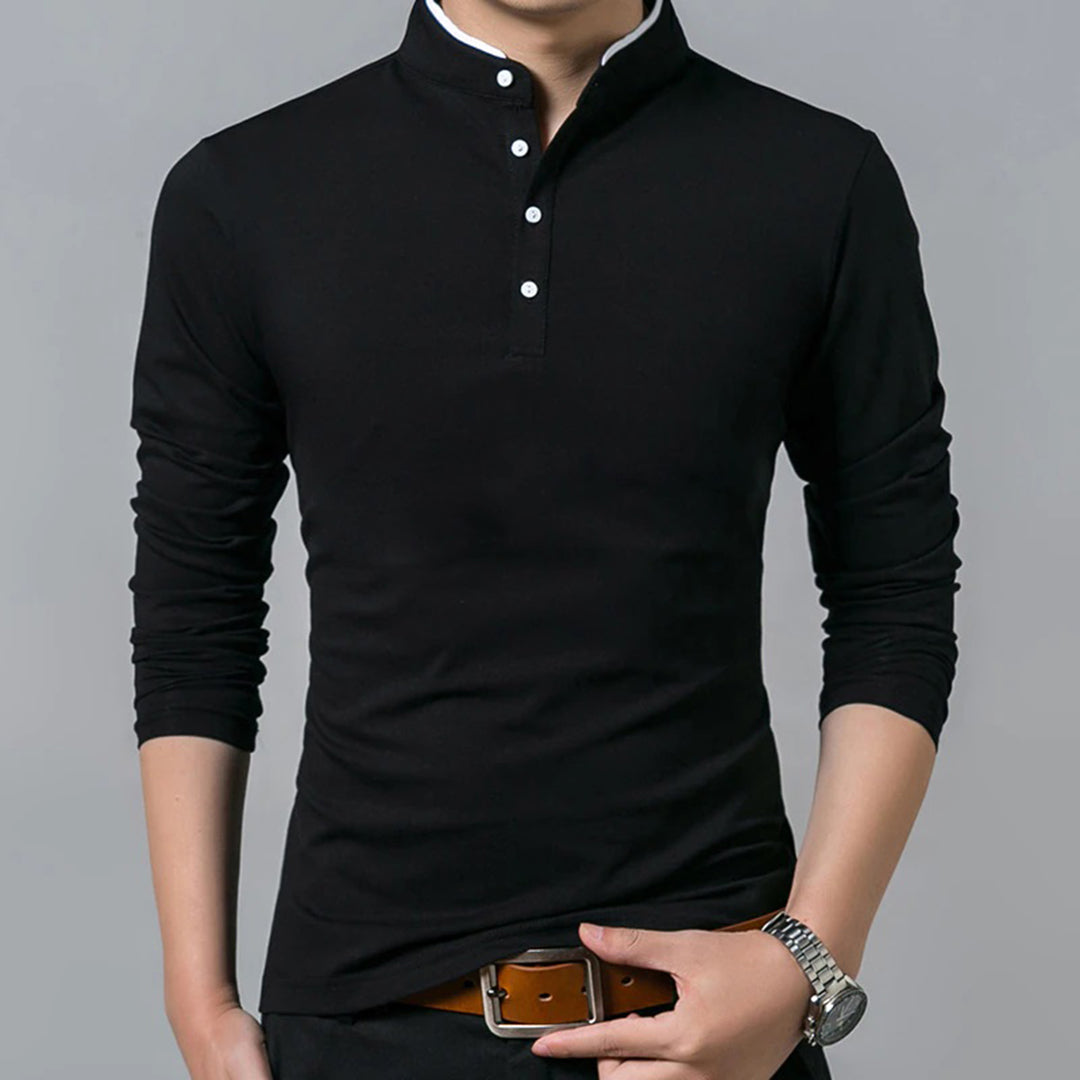 Nassim | Polo à Manches Longues Boutonné pour Homme - Image 1