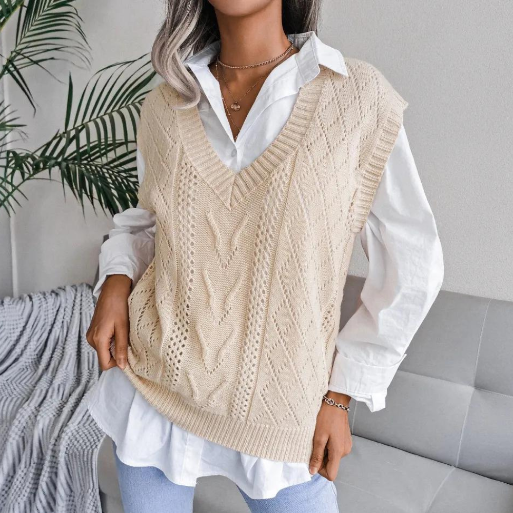 Zayneb | Gilet Pull Femme Col V Coupe Décontractée - Image 2