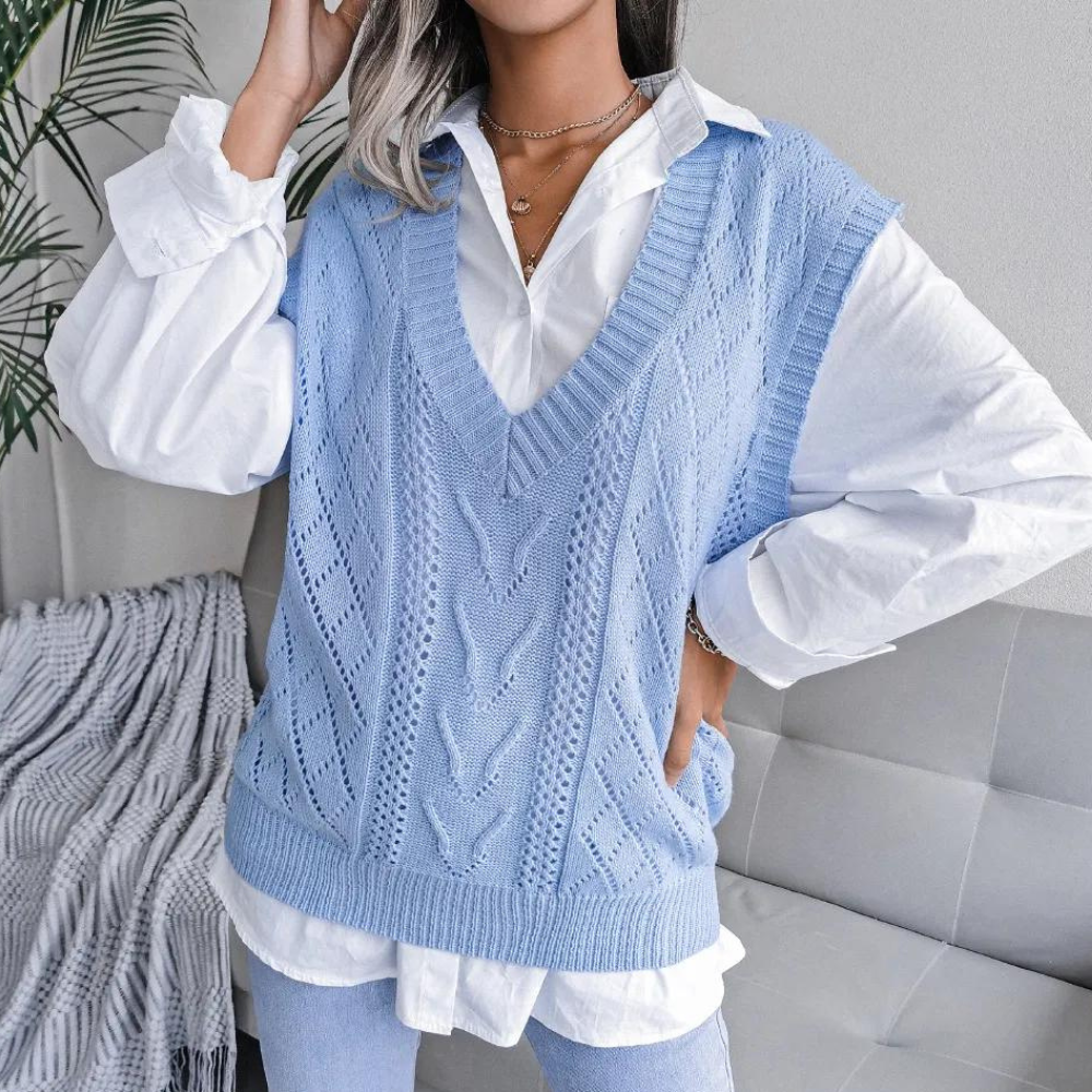 Zayneb | Gilet Pull Femme Col V Coupe Décontractée - Image 1