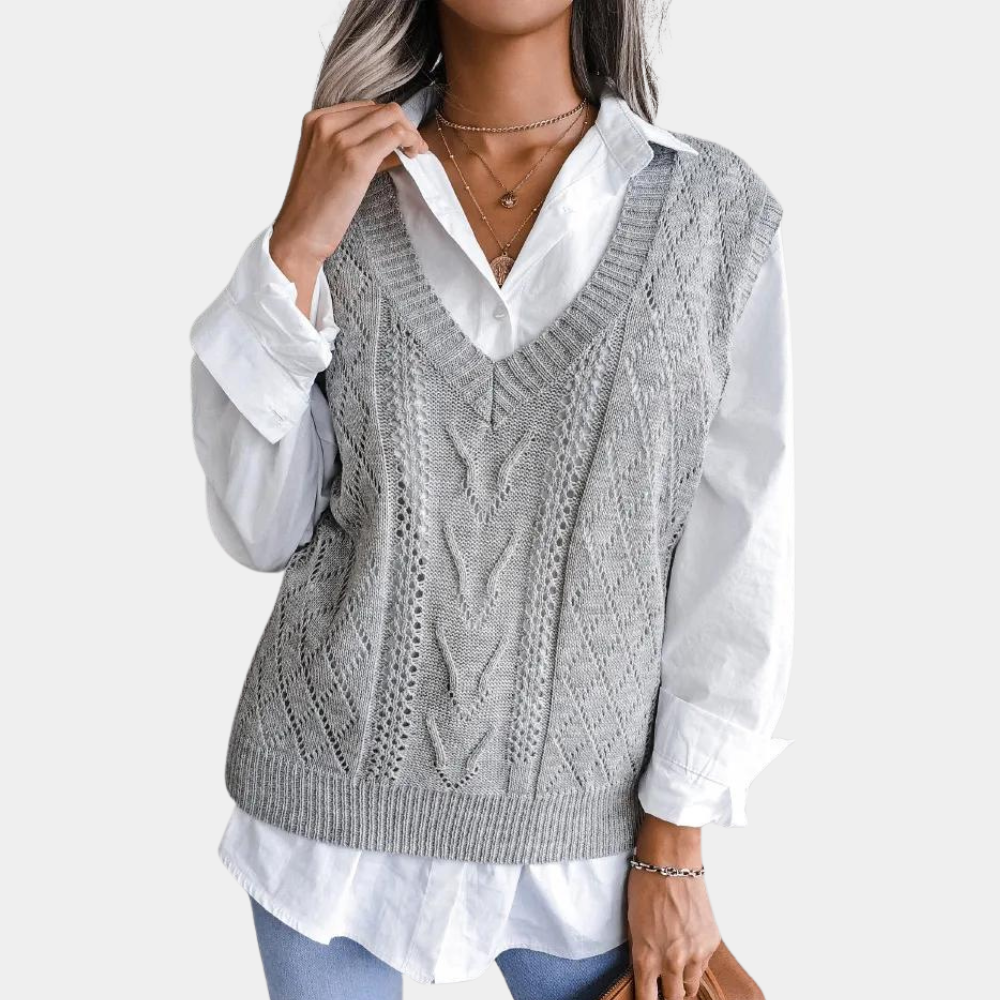 Zayneb | Gilet Pull Femme Col V Coupe Décontractée - Image 6