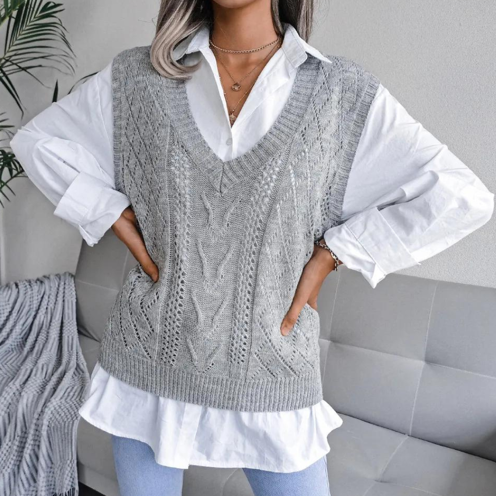 Zayneb | Gilet Pull Femme Col V Coupe Décontractée - Image 4