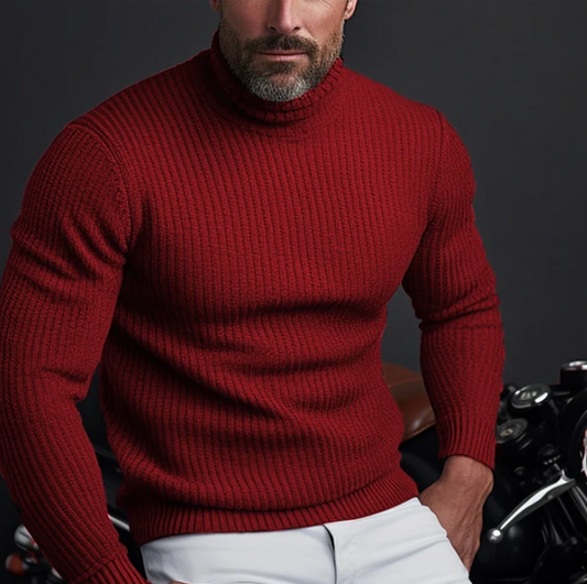 Henrick | Pull Col Roulé Homme Coupe Slim Côtelé - Image 1