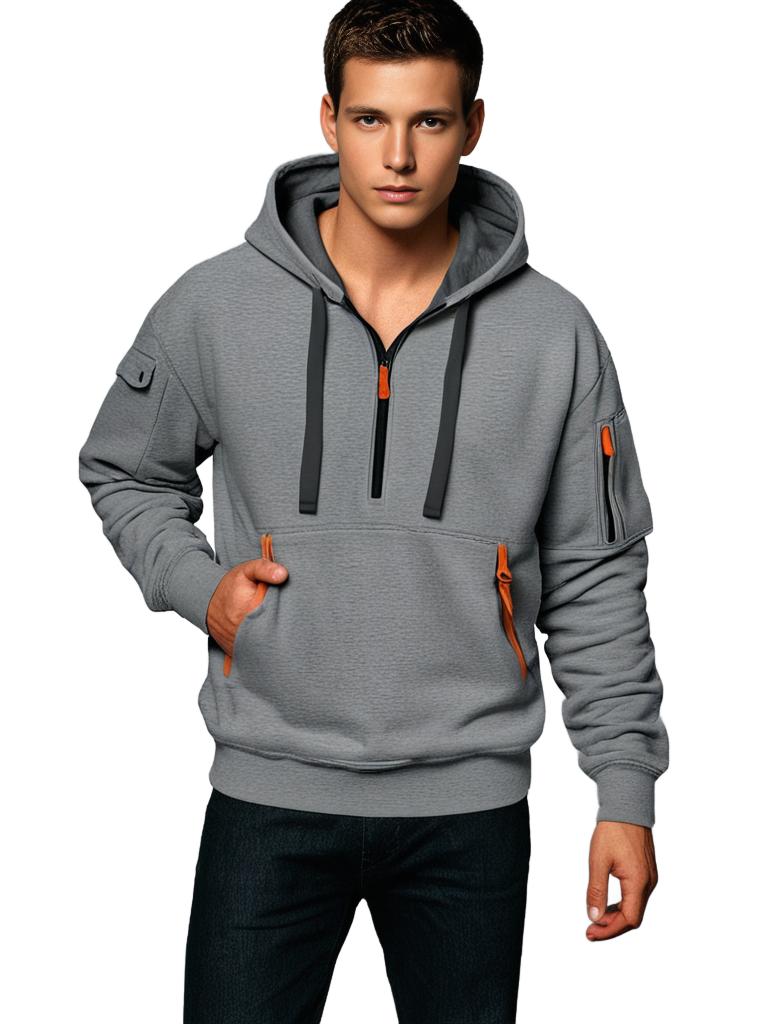 Xav | Veste à Capuche Homme Demi-Zip - Image 4