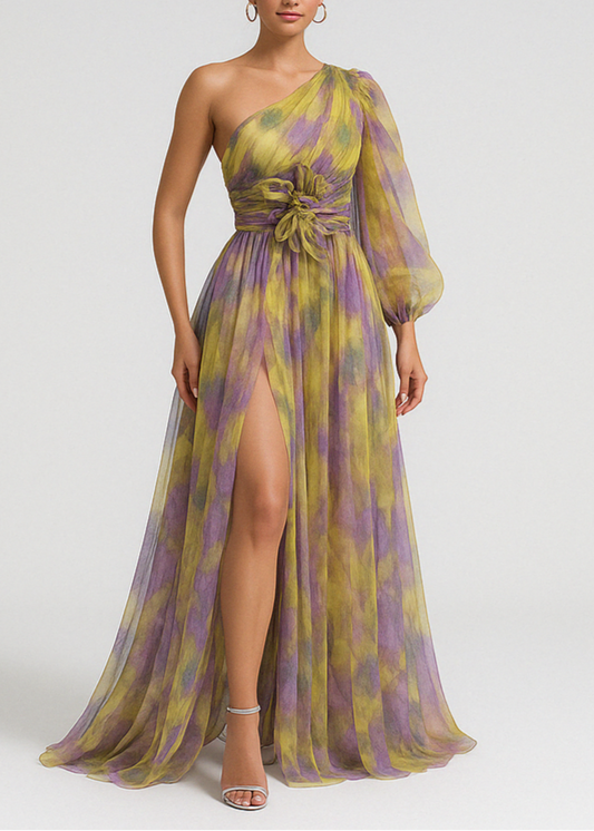 Alizée | Robe longue élégante à une épaule pour femmes - Image 2