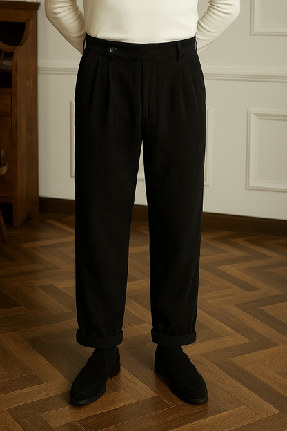 Germain | Pantalon élégant en velours pour hommes - taille haute - coupe droite - plis élégants sur le devant - longueur totale - Image 1