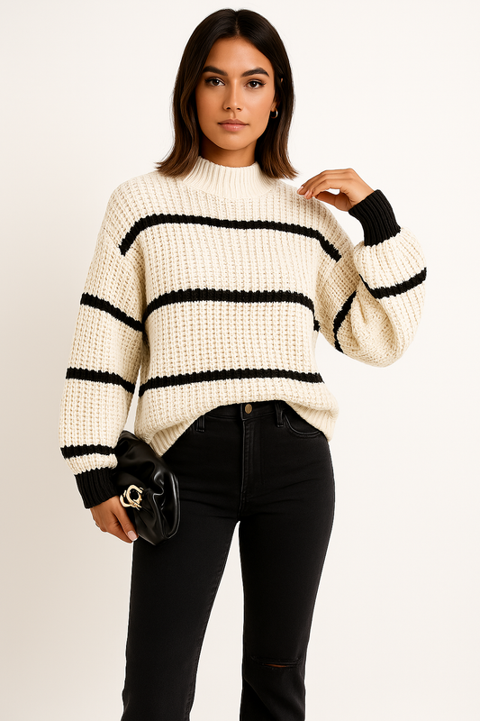 Suzanne | Pull rayé oversize pour femme - Image 1
