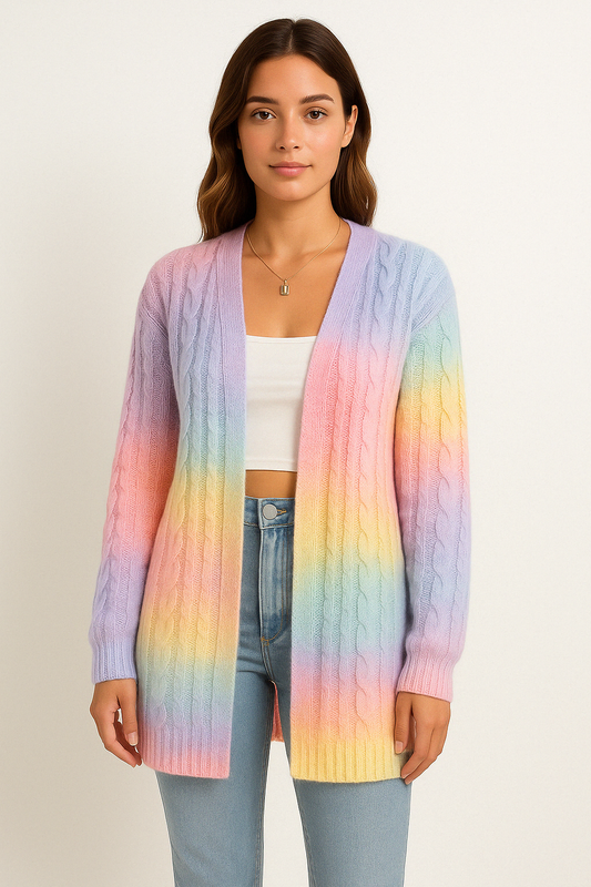Tatiana | Cardigan Femme Ouvert Devant Tricot Câbles - Image 1