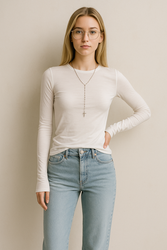 Couture-moda | Top à manches longues pour femmes - Slim Fit - Stretch Cotton Blend - Image 1