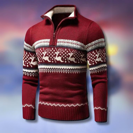 Romain | Pull Fair Isle Homme à Demi-Fermeture Éclair - Image 1