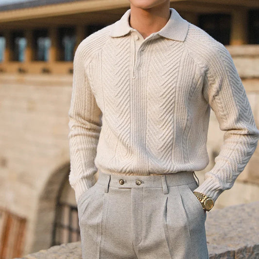 Roméo | Pull Polo Homme en Tricot Texturé - Image 1