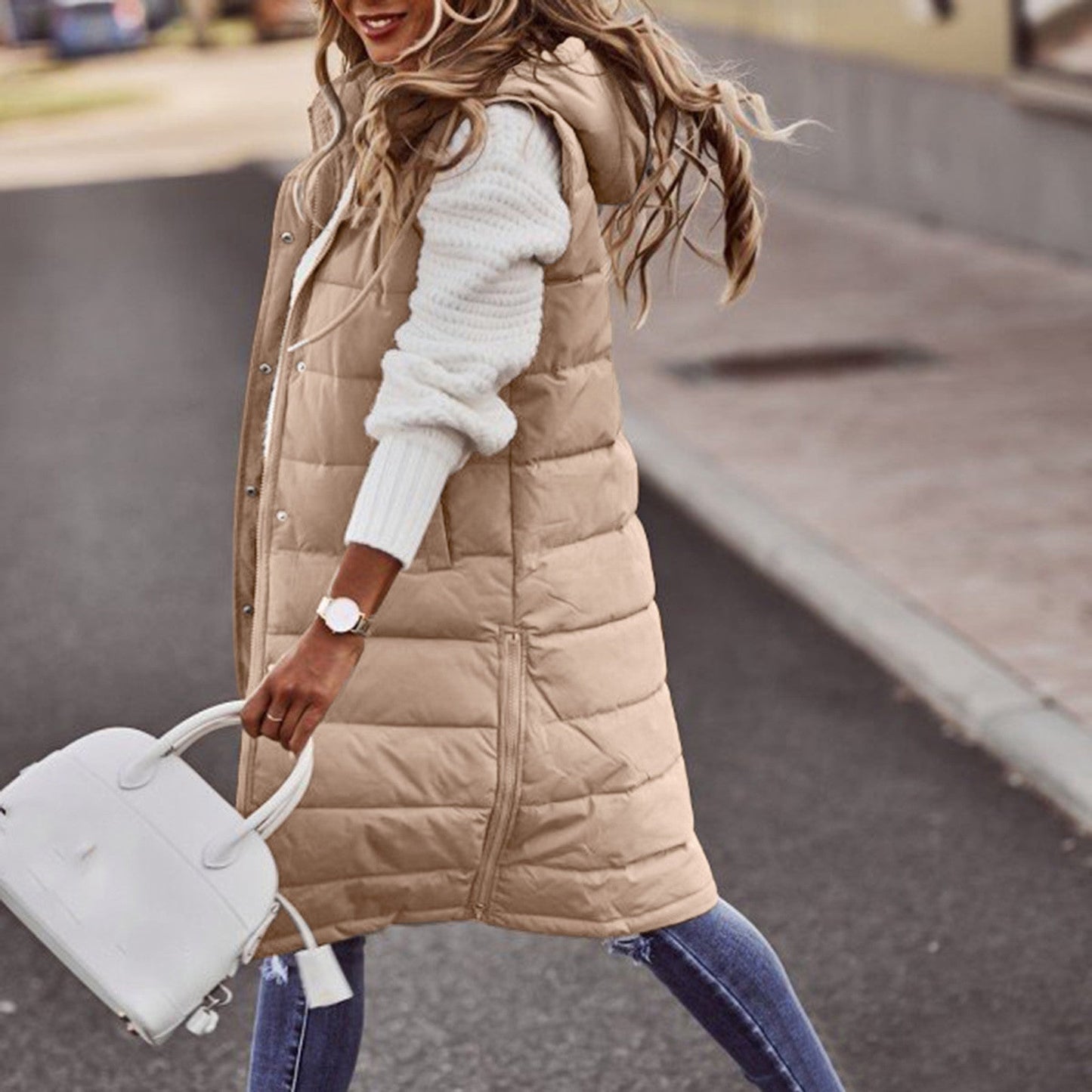 Samantha | Veste longue matelassée à capuche pour femme - Image 4