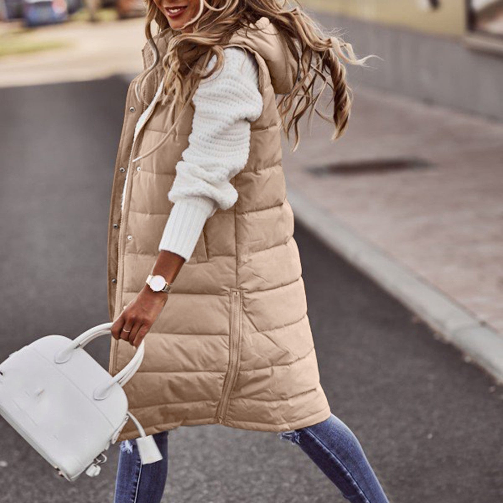 Samantha | Veste longue matelassée à capuche pour femme - Image 4