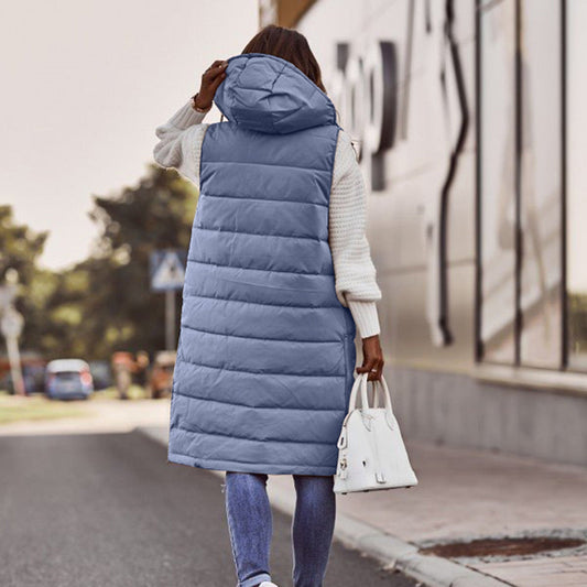Samantha | Veste longue matelassée à capuche pour femme - Image 1