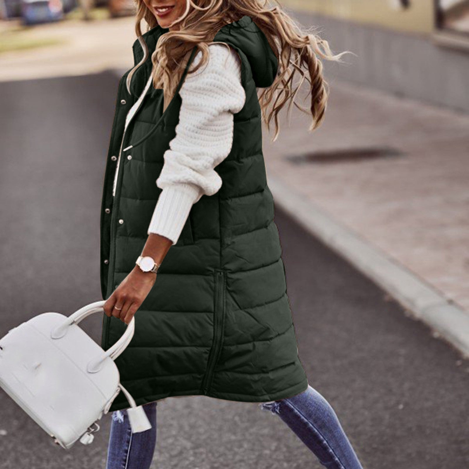 Samantha | Veste longue matelassée à capuche pour femme - Image 3