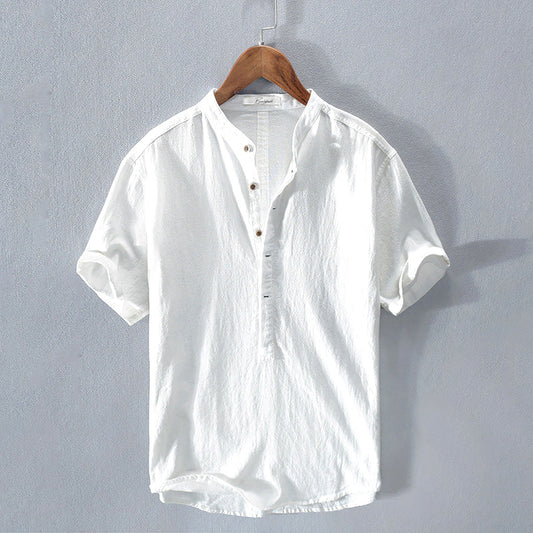 Tidiane | Chemise élégante en lin pour hommes avec col mandarin - Image 2