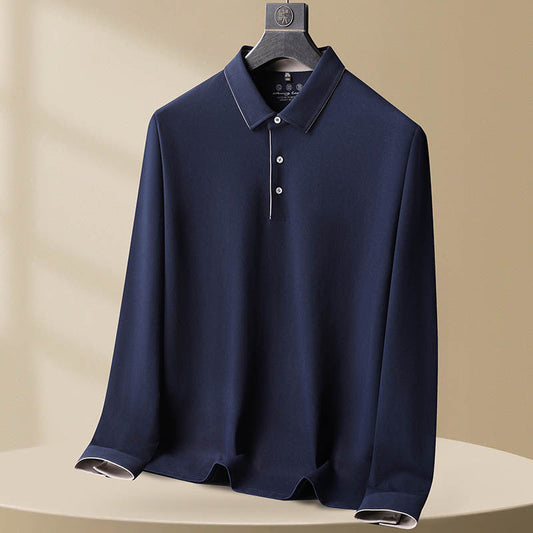 Logan | Polo à manches longues en coton pour hommes - Image 1
