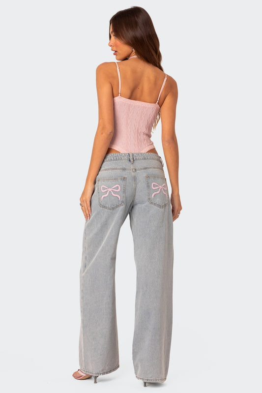 Latifa | Des jeans élégants avec nœud pour toutes les occasions - Image 1
