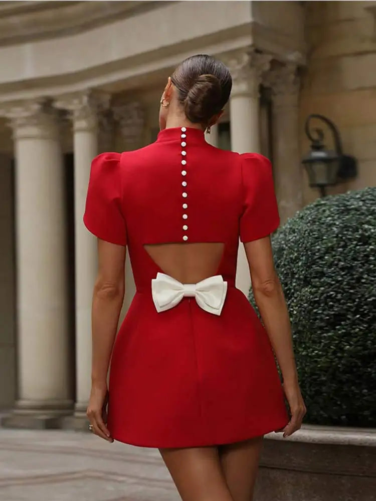 Elodie-rose | Superbe mini-robe élégante à nouer pour les événements d'été - Image 3