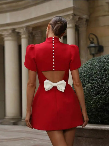 Elodie-rose | Superbe mini-robe élégante à nouer pour les événements d'été - Image 3
