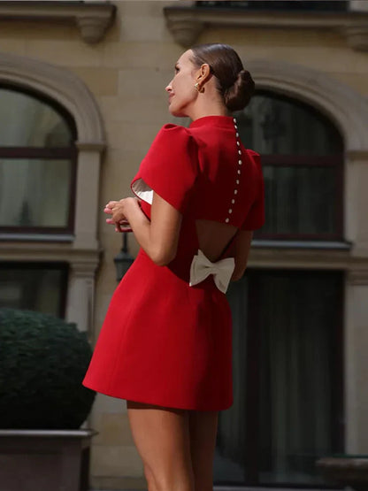 Elodie-rose | Superbe mini-robe élégante à nouer pour les événements d'été - Image 5