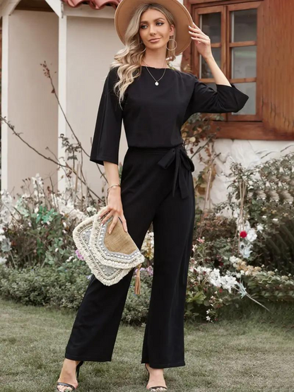 Myriam | Combinaison Femme Jambes Larges et Taille Nouée - Image 1