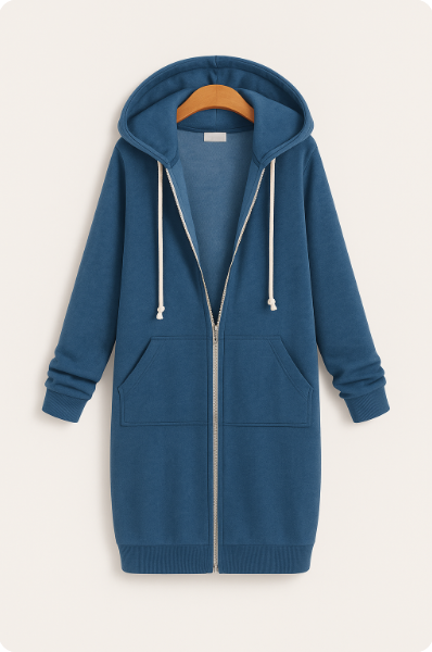 Élodie | Veste à Capuche Longue Zippée Intégrale Femme - Image 2