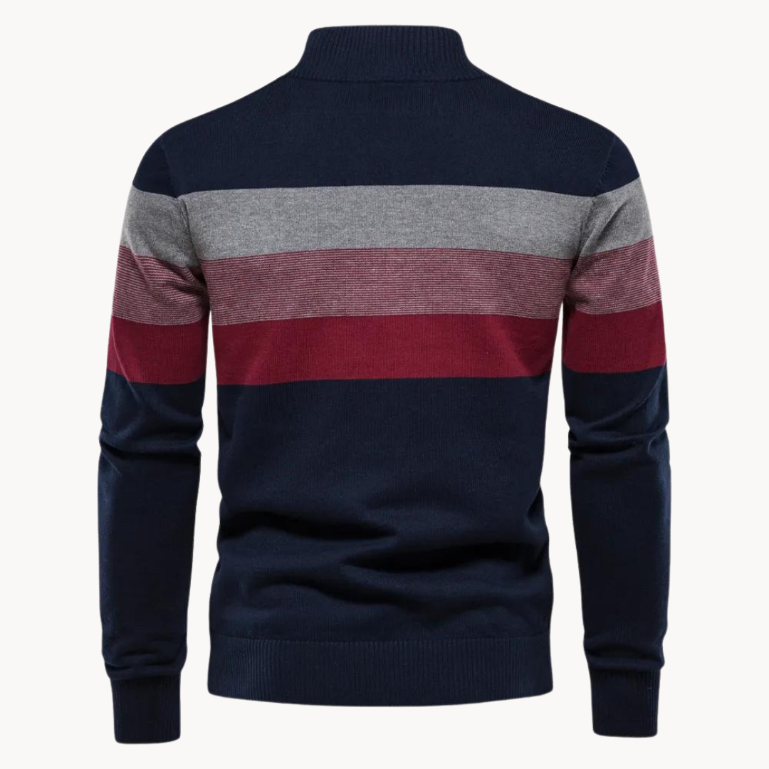 Erwan | Pull rayé à quart de fermeture éclair pour homme - Image 2