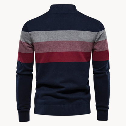 Erwan | Pull rayé à quart de fermeture éclair pour homme - Image 2