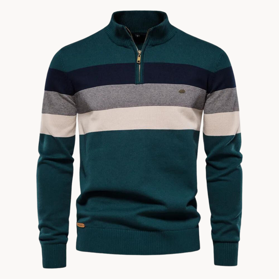 Erwan | Pull rayé à quart de fermeture éclair pour homme - Image 8