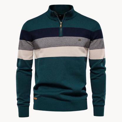 Erwan | Pull rayé à quart de fermeture éclair pour homme - Image 8