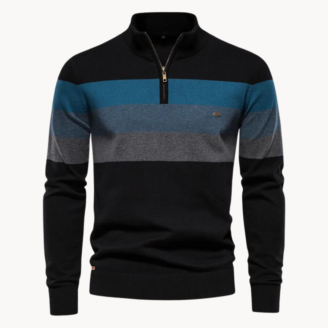 Erwan | Pull rayé à quart de fermeture éclair pour homme - Image 9