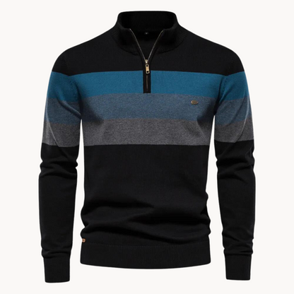 Erwan | Pull rayé à quart de fermeture éclair pour homme - Image 9
