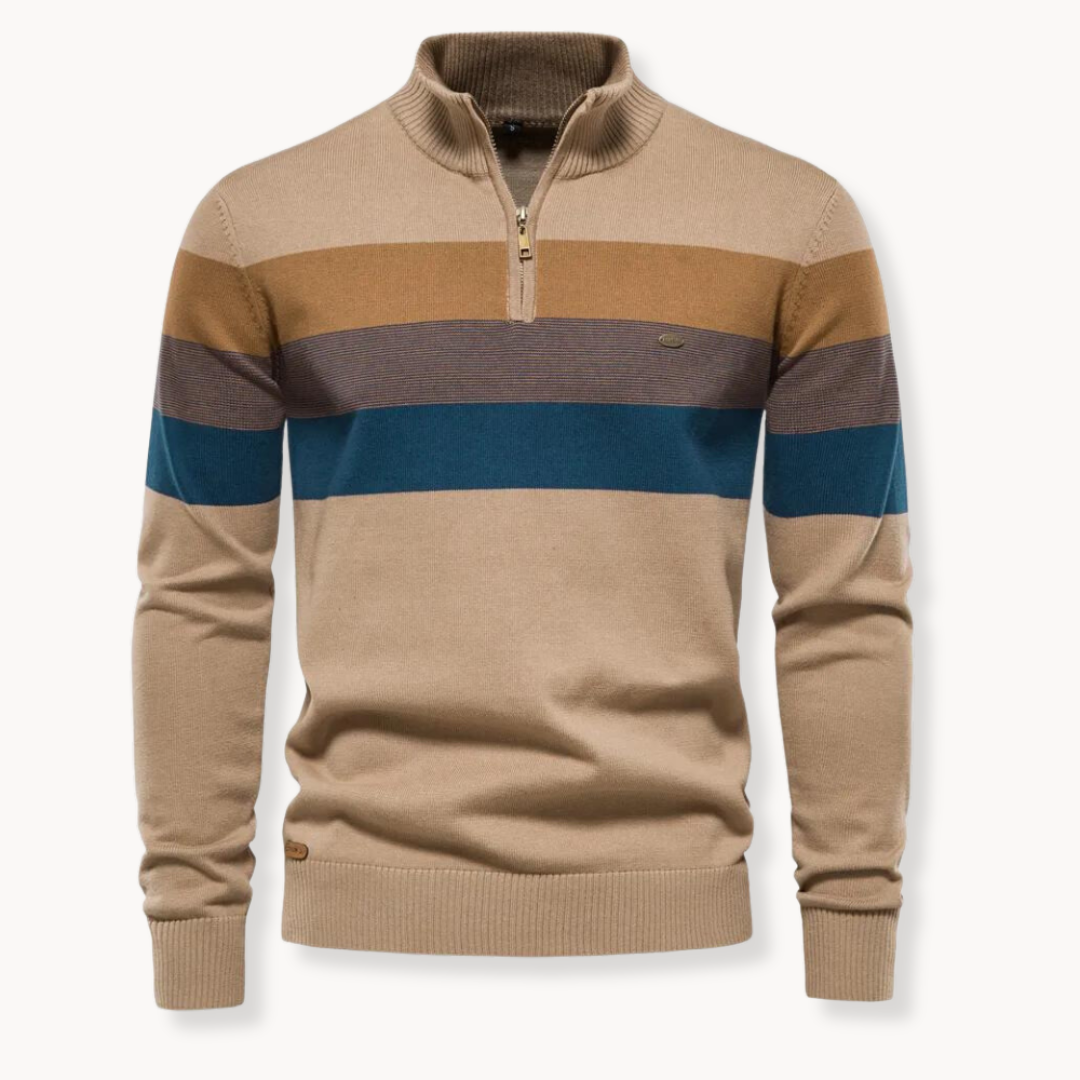 Erwan | Pull rayé à quart de fermeture éclair pour homme - Image 10