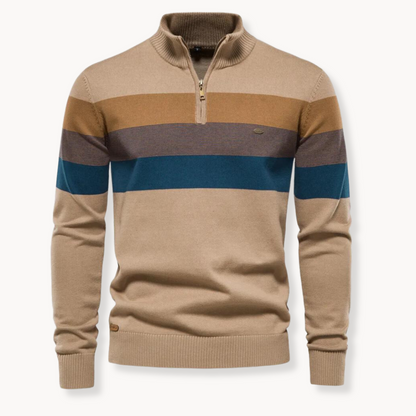 Erwan | Pull rayé à quart de fermeture éclair pour homme - Image 10