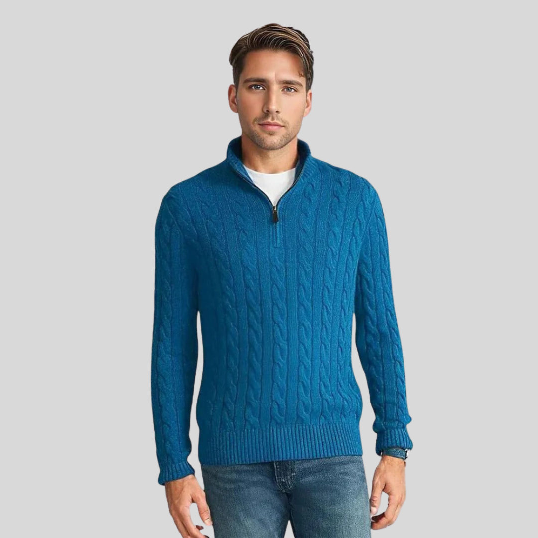 Ben | Pull Homme Maille Côtelée à Col Zippé - Image 3